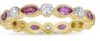 Tanya Farah Modern Etruscan Pink Sapphire Marquise & White Diamond Eternity Bezel Stack Ring