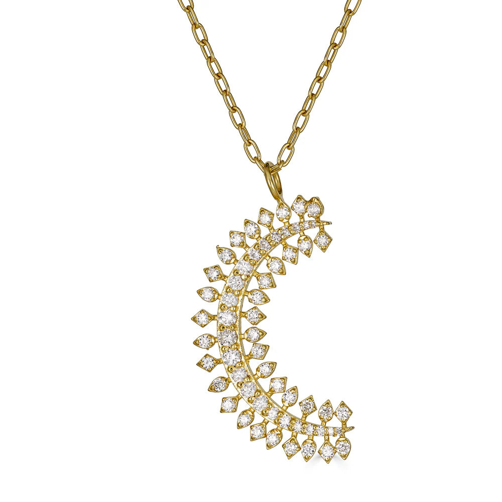 Tanya Farah Moonburst Lg. Diamond Moon Necklace  on Rectangular Chain 18"
(Approx. 2.50 CTW)