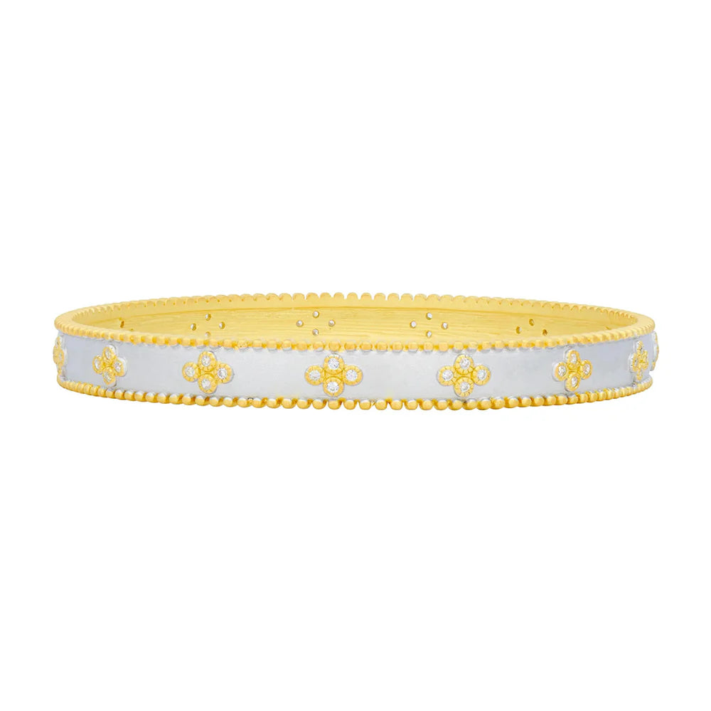 Freida Rothman Signature Clover Stackable Bangle - Gold and Silver