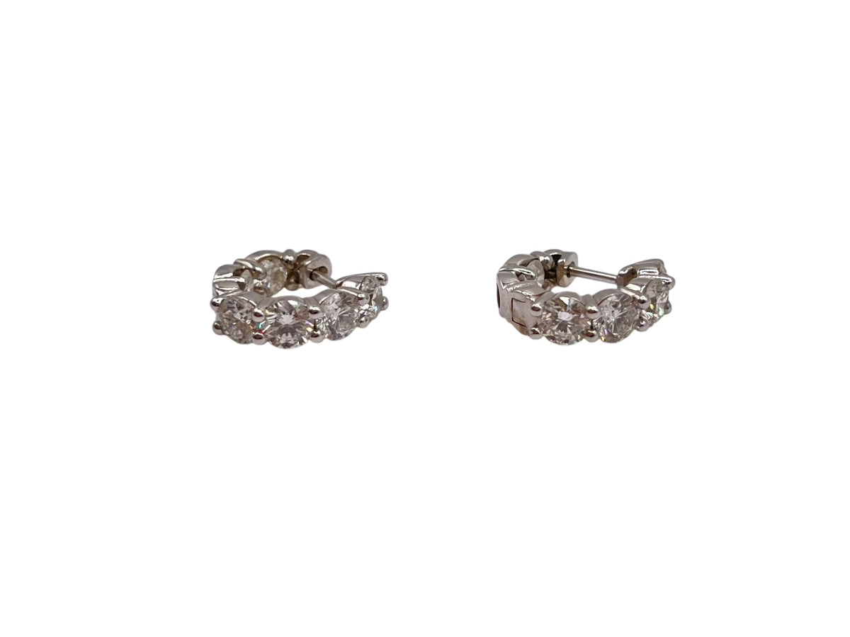 18k White Gold Diamond Hoop Earrings