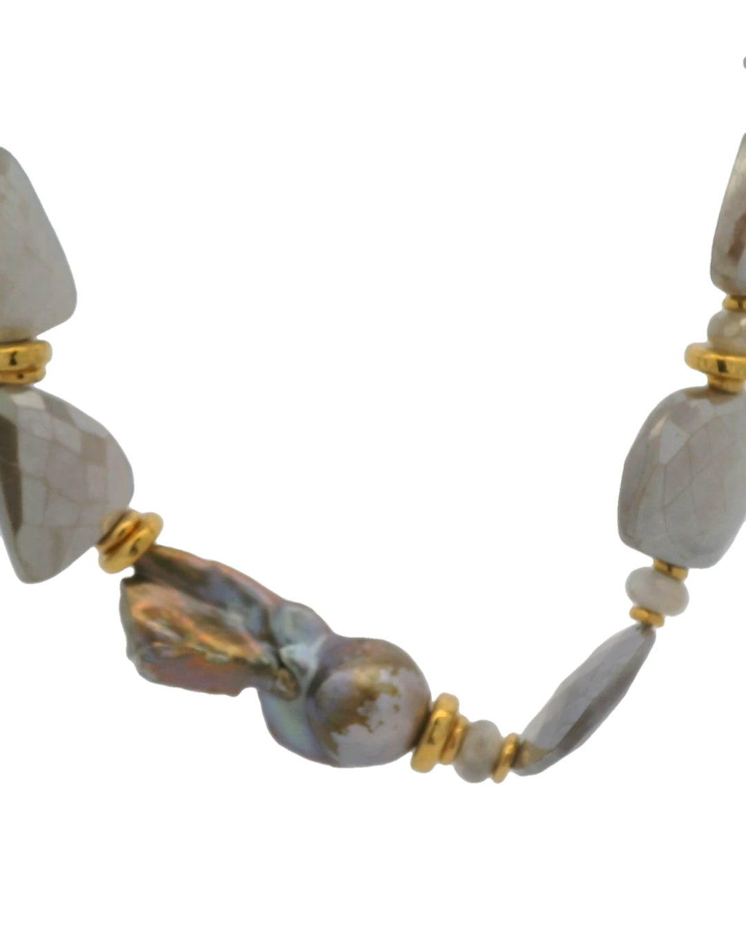 Exquisite Siloni Moonstone and Baroque Pearl Necklace