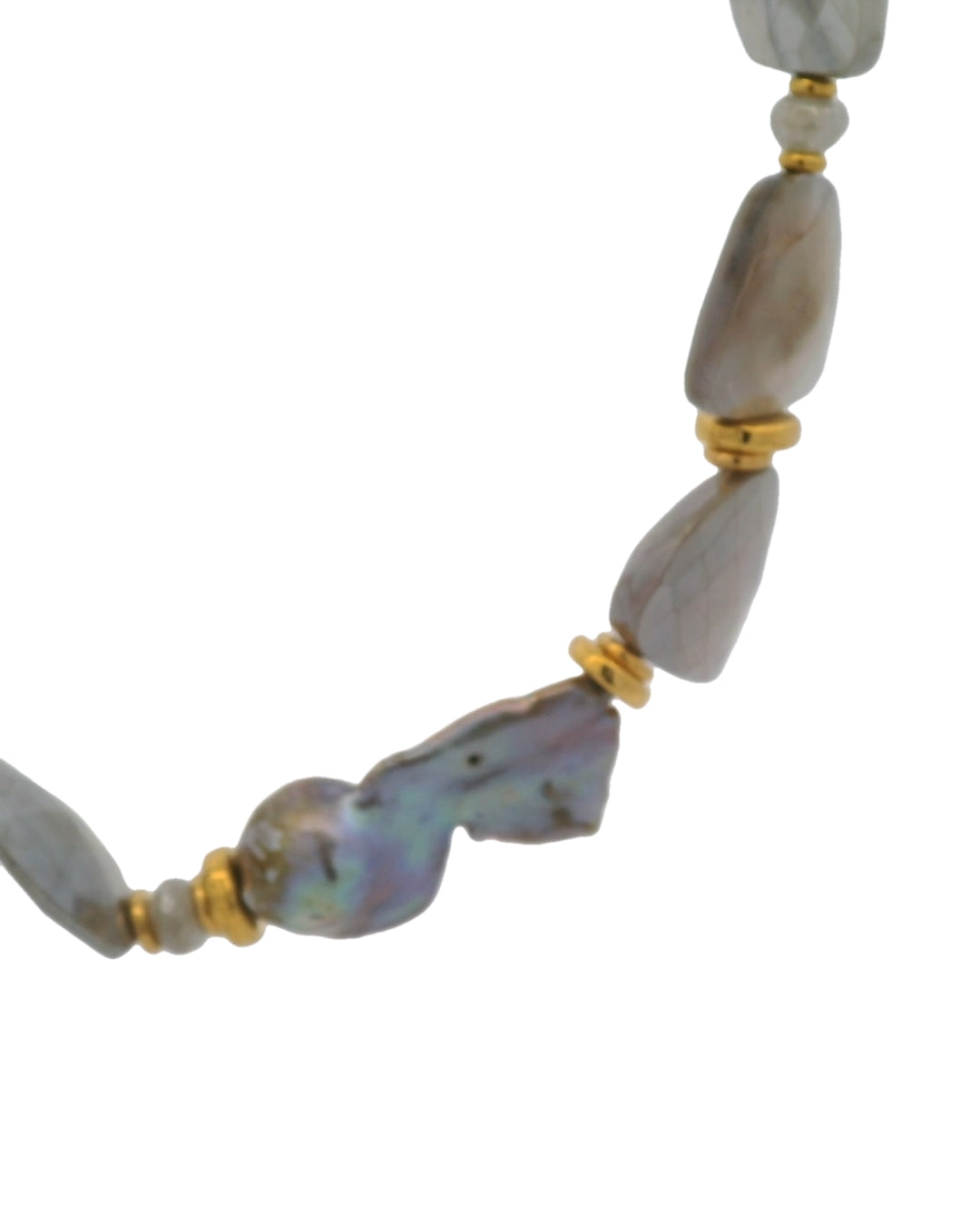 Exquisite Siloni Moonstone and Baroque Pearl Necklace