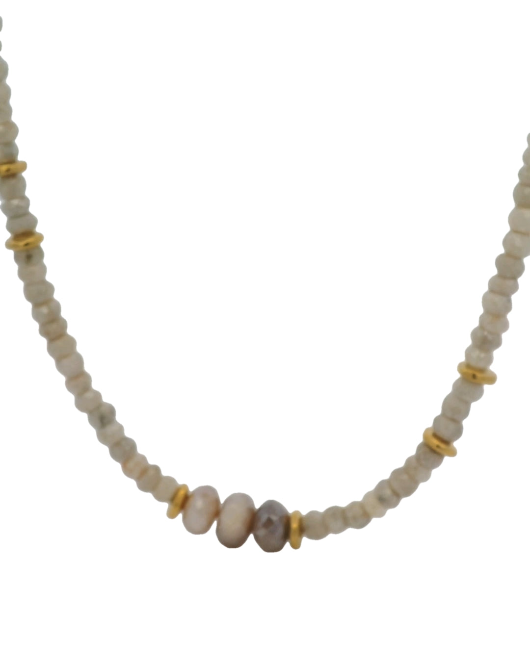 Siloni Stone Strand with Gold Disk Accents Necklace