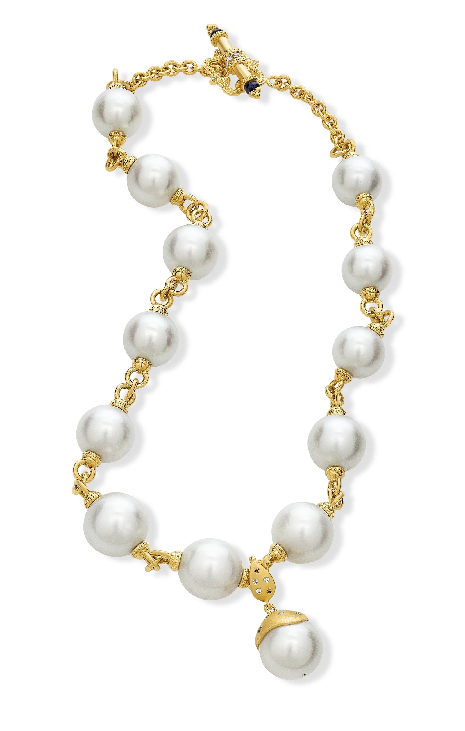 Tanya Farah Royal Couture South Sea Pearl & Sapphire Toggle Necklace