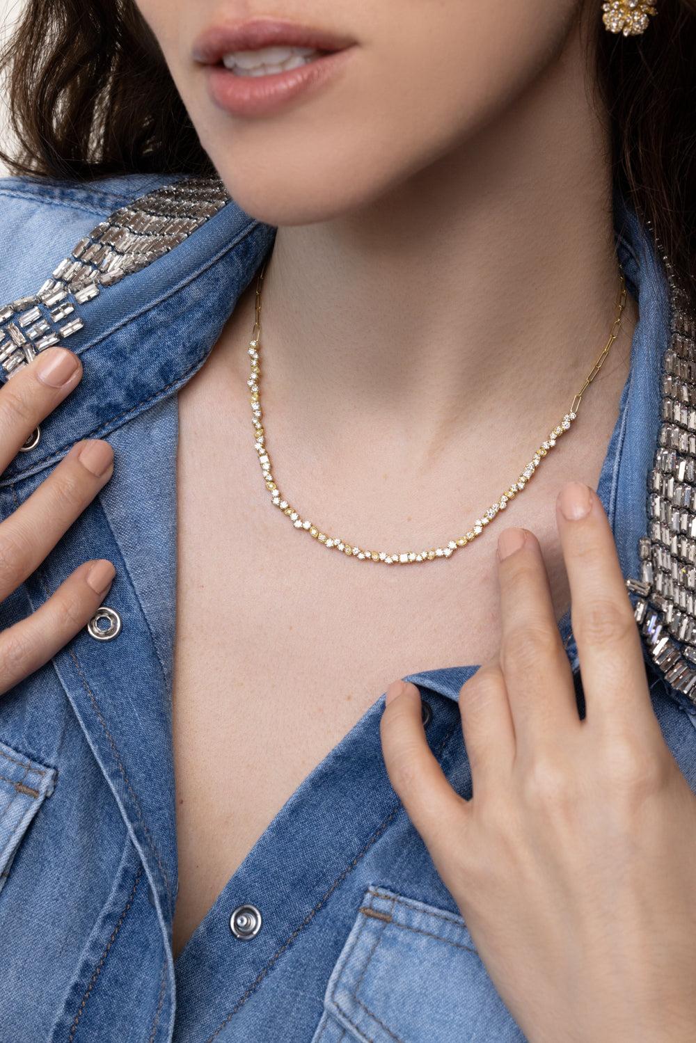 Tanya Farah 18K Gold Diamond Confetti Necklace (Approx. 3.00 CTW)