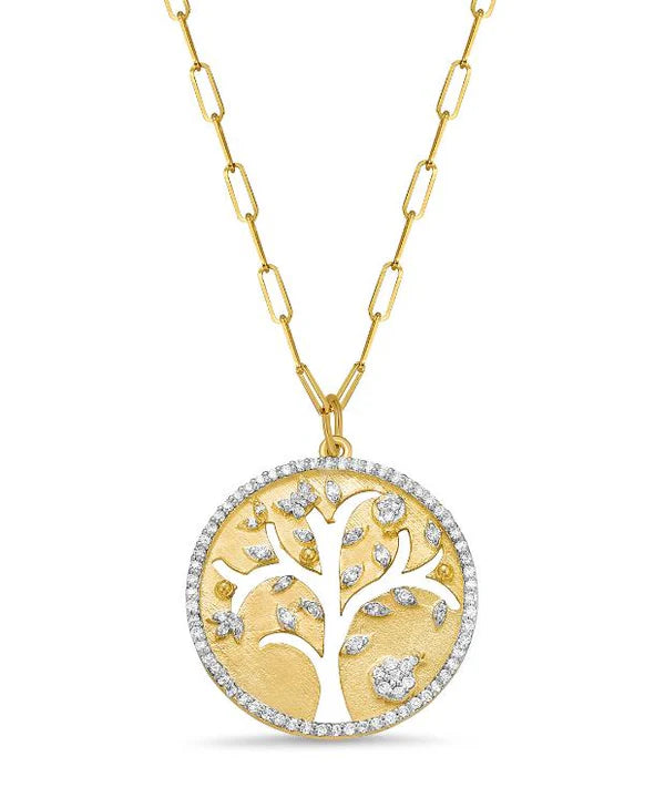 Tanya Farah Tree of Life Med. Diamond Cutout Pendant with Diamond Halo (Approx. 0.60 CTW)