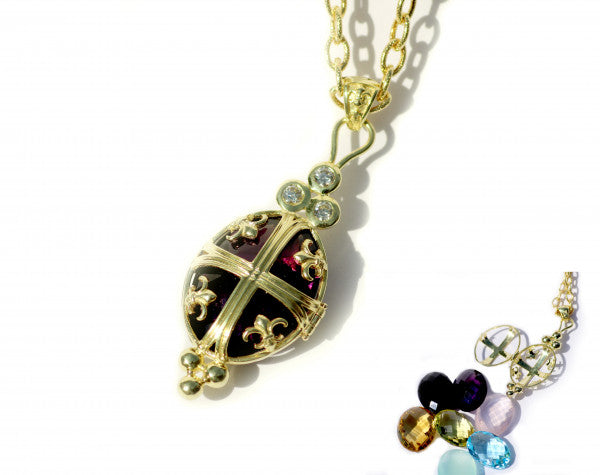 Biltmore Collection Hinged Chateau Locket with Interchangeable Stone Options